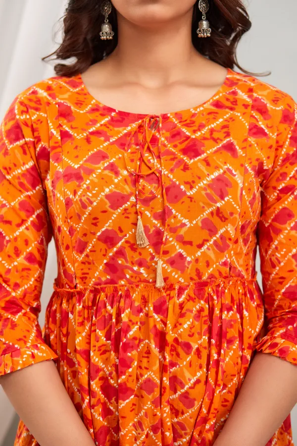 Maternity_Cotton_Orange_Printed_Short_Feeding_Dress
