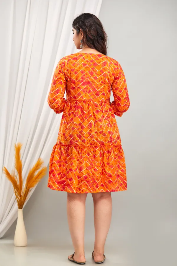 Maternity_Cotton_Orange_Printed_Short_Feeding_Dress