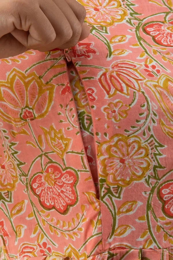 Cotton_Peach_Floral_Printed_Maternity_kurti