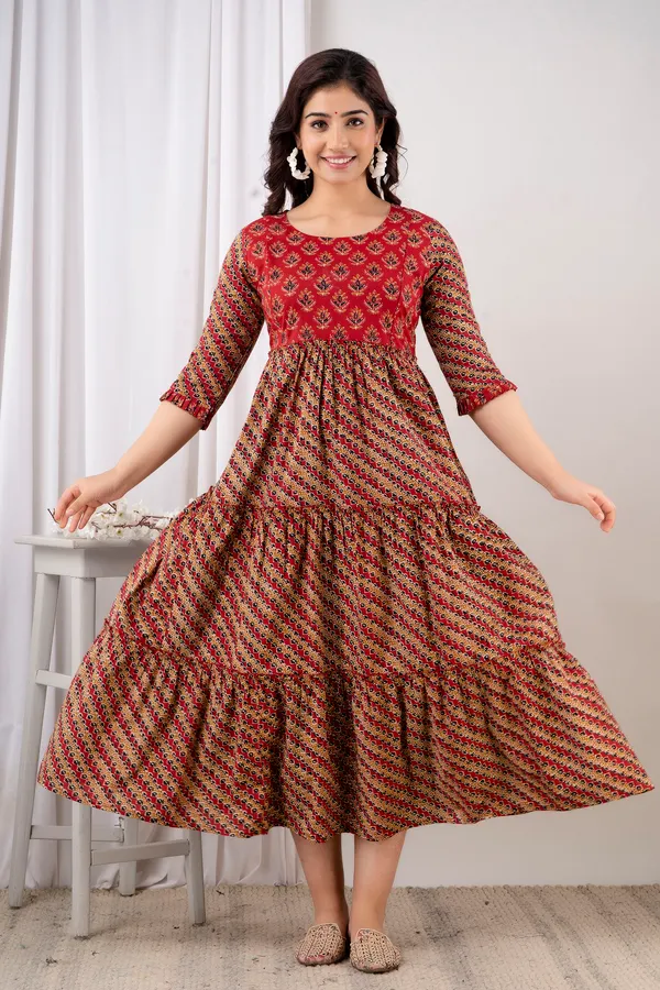 Cotton_Printed_Maternity_Maroon_Dress-_KI590