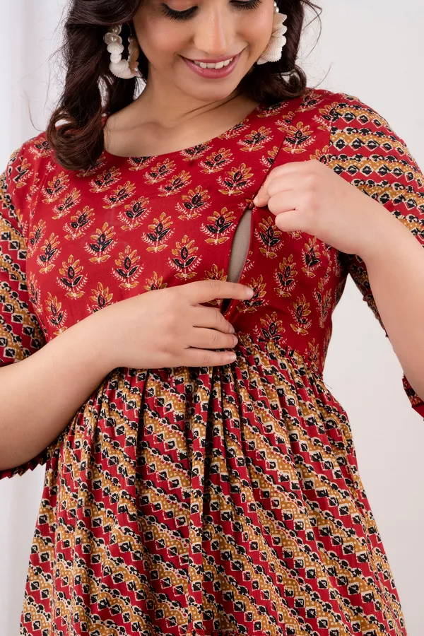 Cotton_Printed_Maternity_Maroon_Dress-_KI590