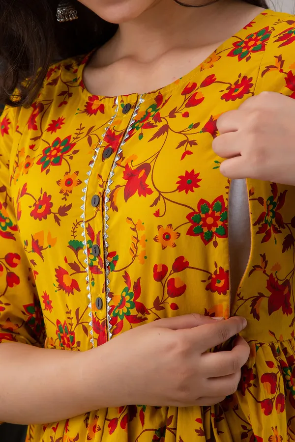 Cotton_Printed_Maternity_Mustard_Dress