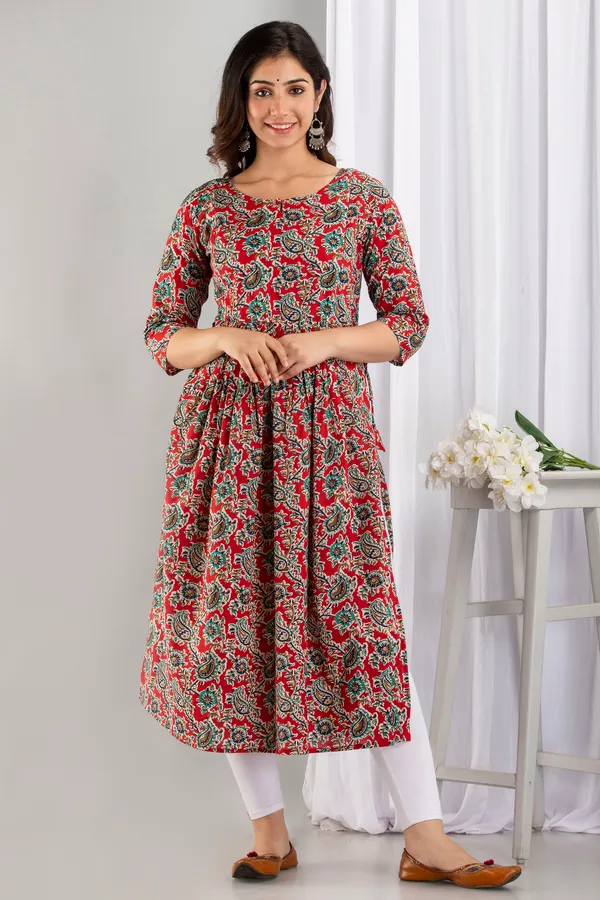 Cotton_Printed_Maternity_&_Nursing_Red_Dress