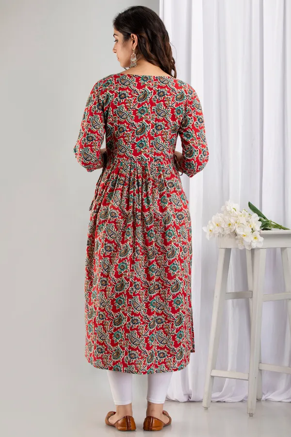 Cotton_Printed_Maternity_&_Nursing_Red_Dress