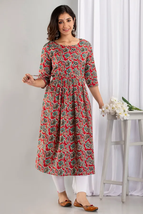 Cotton_Printed_Maternity_&_Nursing_Red_Dress