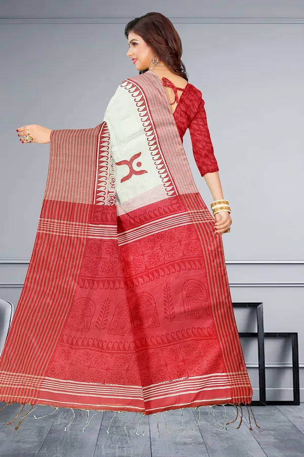 White_Cotton_Silk_Print_Handloom_Saree