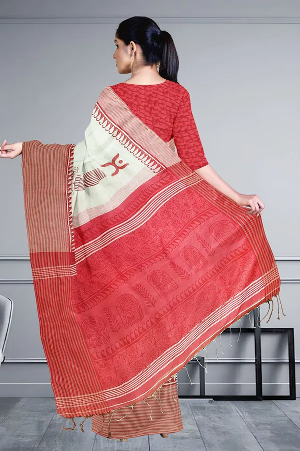 White_Cotton_Silk_Print_Handloom_Saree