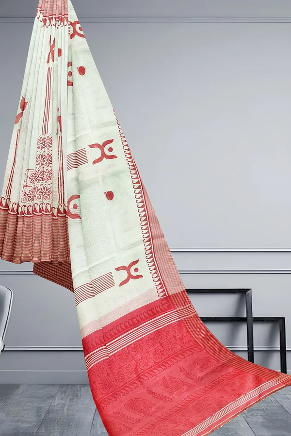 White_Cotton_Silk_Print_Handloom_Saree