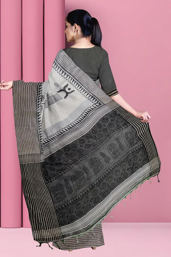 Grey_Cotton_Silk_Print_Handloom_Saree