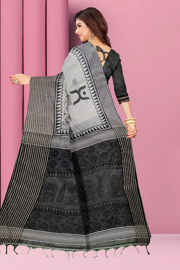 Grey_Cotton_Silk_Print_Handloom_Saree