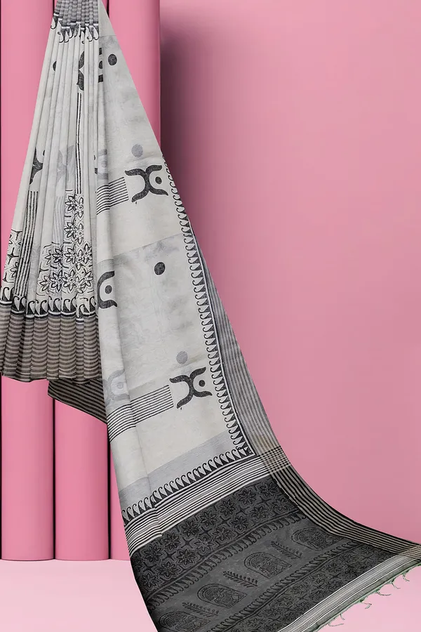 Grey_Cotton_Silk_Print_Handloom_Saree