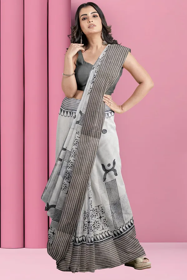 Grey_Cotton_Silk_Print_Handloom_Saree
