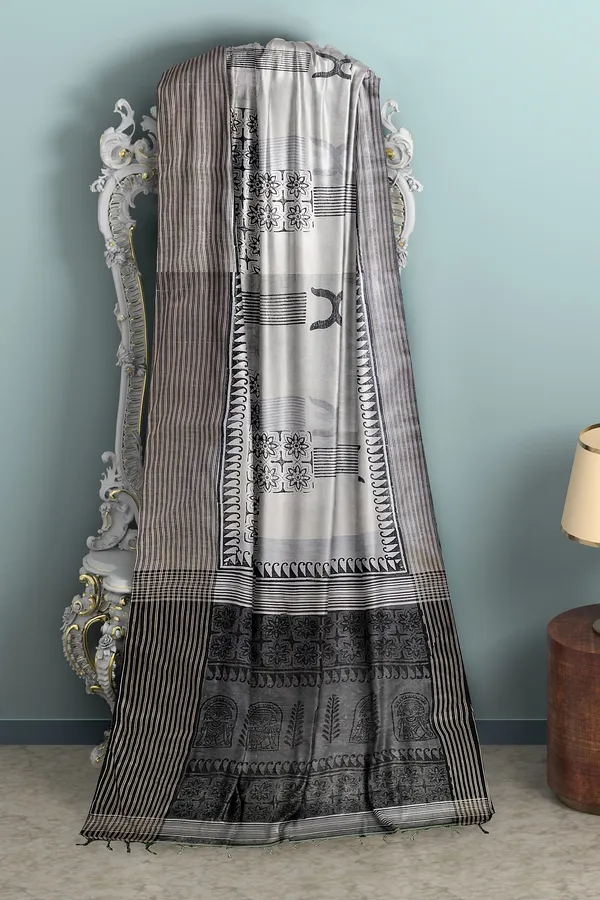 Grey_Cotton_Silk_Print_Handloom_Saree