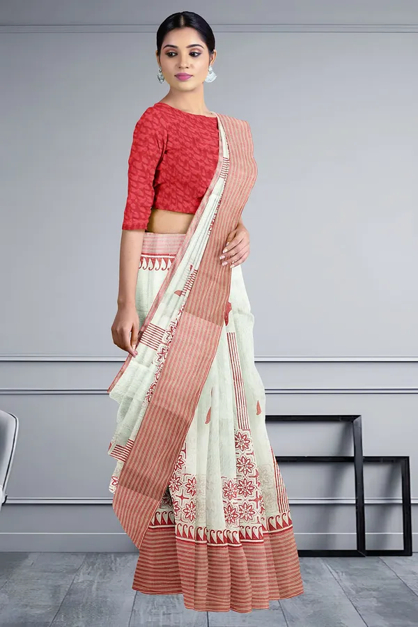 White_Cotton_Silk_Print_Handloom_Saree
