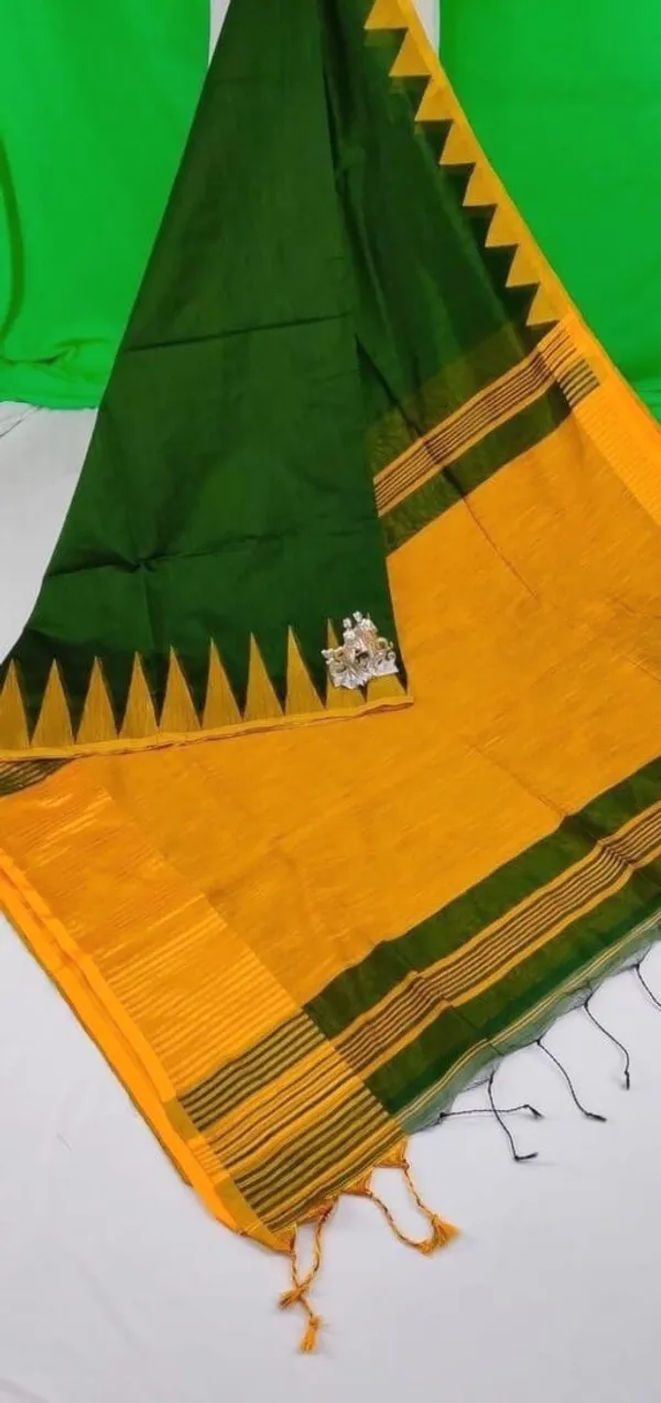Green_Cotton_Silk_Temple_Border_Woven_Handloom_Saree