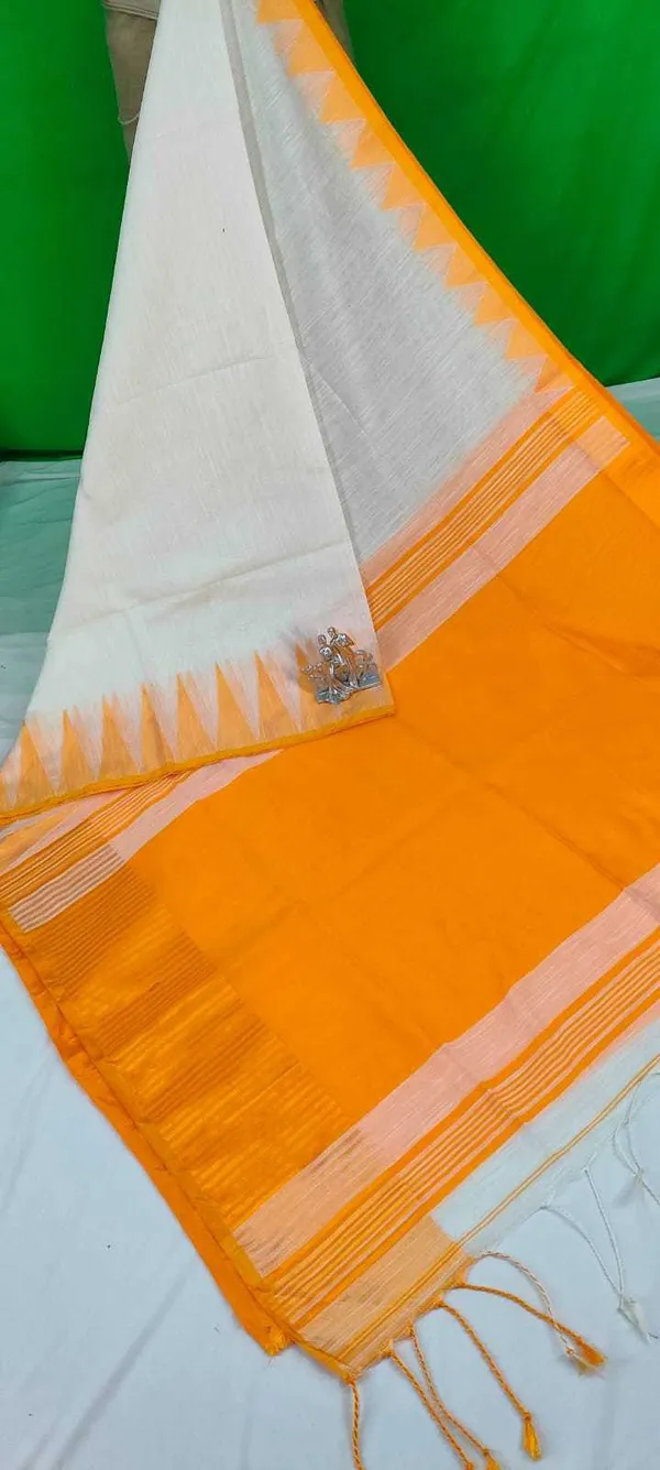 White_Cotton_Silk_Temple_Border_Woven_Handloom_Saree