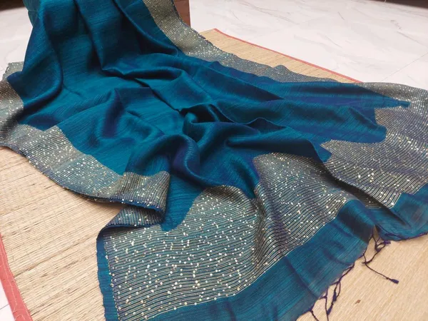 Dark_Blue_Cotton_Silk_Handloom_Sequin_Saree