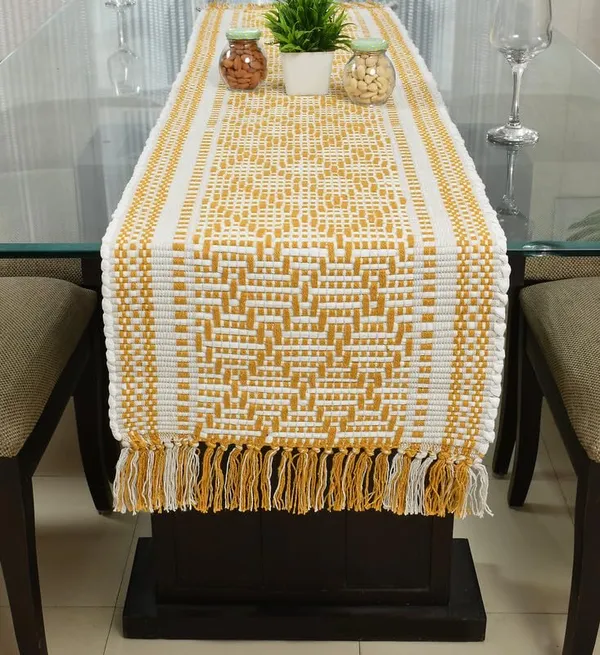 Yellow_White_Cotton_4_To_6_Seater_Table_Runner_14_X_72_Inch_Pack_Of_1_And_Yellow_Cotton_4_To_6_Seater_Table_Runner_14_X_72_Inch_Pack_Of_1_Combo_Pack_Of_2