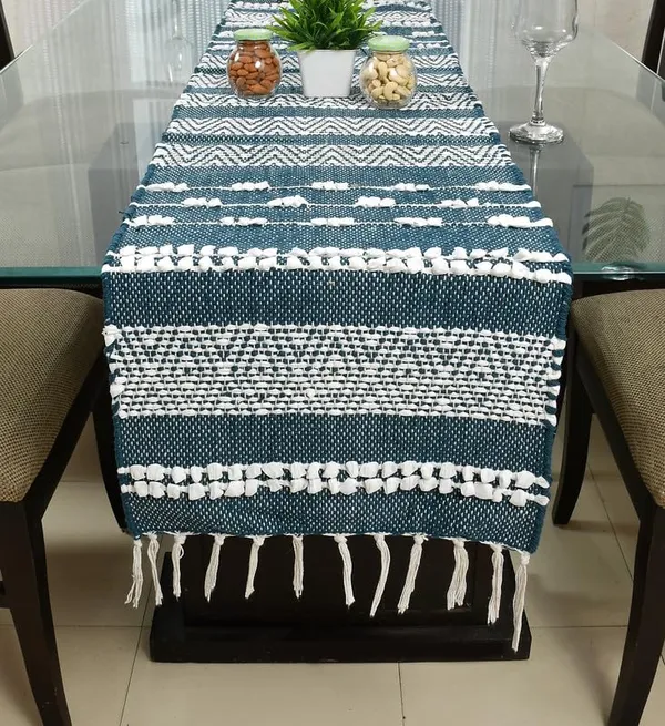 Blue_White_Cotton_4_To_6_Seater_Table_Runner_14_X_72_Inch_Pack_Of_1_And_Grey_White_Cotton_4_To_6_Seater_Table_Runner_14_X_72_Inch_Pack_Of_1_Combo_Pack_Of_2