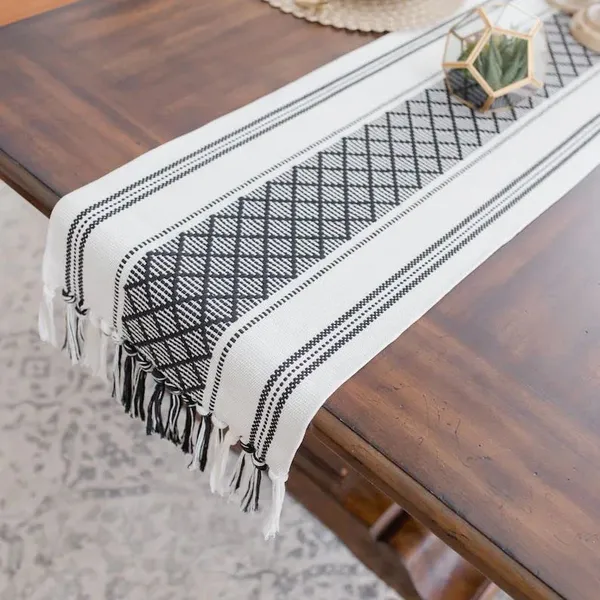 Blue_White_Cotton_4_To_6_Seater_Table_Runner_14_X_72_Inch_Pack_Of_1_And_Grey_White_Cotton_4_To_6_Seater_Table_Runner_14_X_72_Inch_Pack_Of_1_Combo_Pack_Of_2