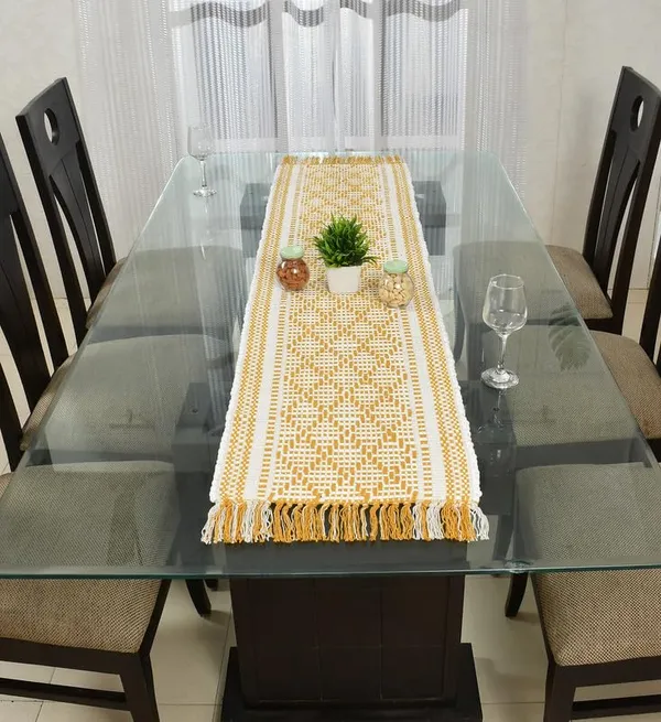 Yellow_White_Cotton_4_To_6_Seater_Table_Runner_14_X_72_Inch_Pack_Of_1_And_Yellow_Cotton_4_To_6_Seater_Table_Runner_14_X_72_Inch_Pack_Of_1_Combo_Pack_Of_2