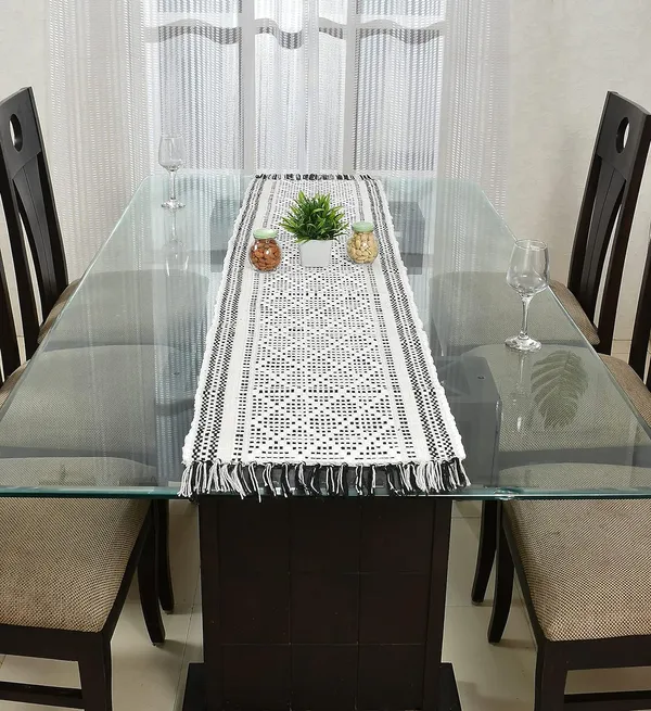 Blue_White_Cotton_4_To_6_Seater_Table_Runner_14_X_72_Inch_Pack_Of_1_And_Grey_White_Cotton_4_To_6_Seater_Table_Runner_14_X_72_Inch_Pack_Of_1_Combo_Pack_Of_2