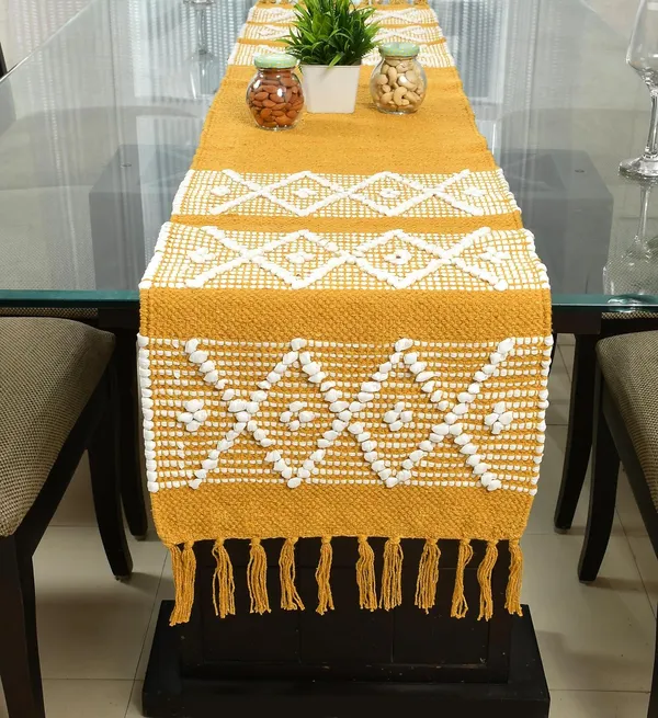 Yellow_White_Cotton_4_To_6_Seater_Table_Runner_14_X_72_Inch_Pack_Of_1_And_Yellow_Cotton_4_To_6_Seater_Table_Runner_14_X_72_Inch_Pack_Of_1_Combo_Pack_Of_2