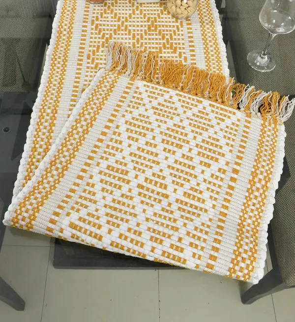 Yellow_White_Cotton_4_To_6_Seater_Table_Runner_14_X_72_Inch_Pack_Of_1_And_Yellow_Cotton_4_To_6_Seater_Table_Runner_14_X_72_Inch_Pack_Of_1_Combo_Pack_Of_2
