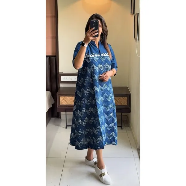 Royal_Blue_Cotton_Zig-Zag_Middi_Gown_Dress