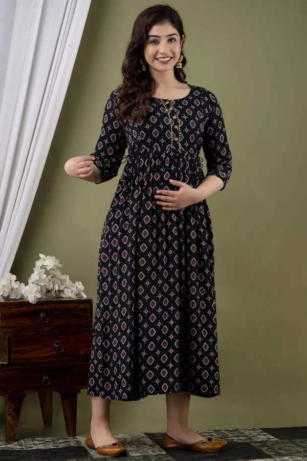Black_Rayon_Maternity_And_Feeding_Kurti