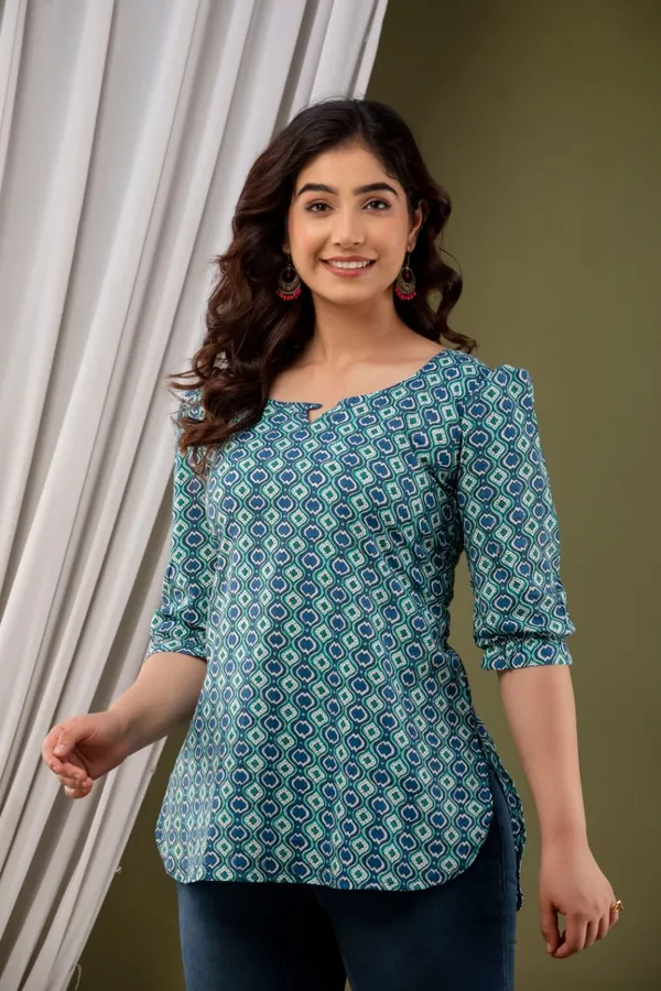 Blue_Cotton_Printed_Top