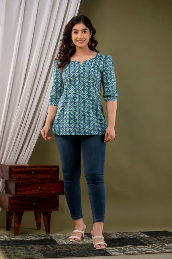 Blue_Cotton_Printed_Top