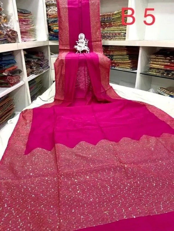 Rani_Pink_Cotton_Silk_Sequin_Work_Handloom_Saree_With_Blouse_Piece