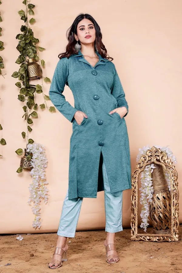 Cozy_Woollen_Collared_Kurti_with_Pockets:_Perfect_Office_Attire_for_Chilly_Days