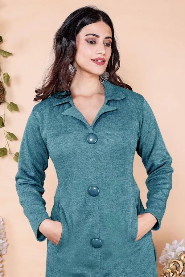 Cozy_Woollen_Collared_Kurti_with_Pockets:_Perfect_Office_Attire_for_Chilly_Days