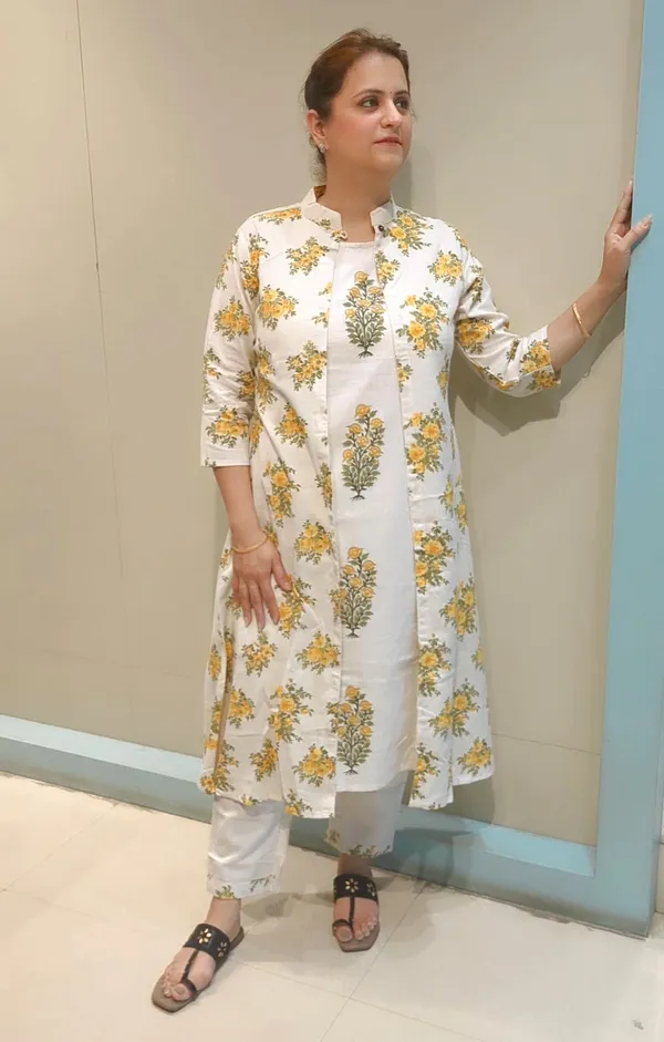 Cream_Cotton_Kurta_Pant_with_Long_Shrug