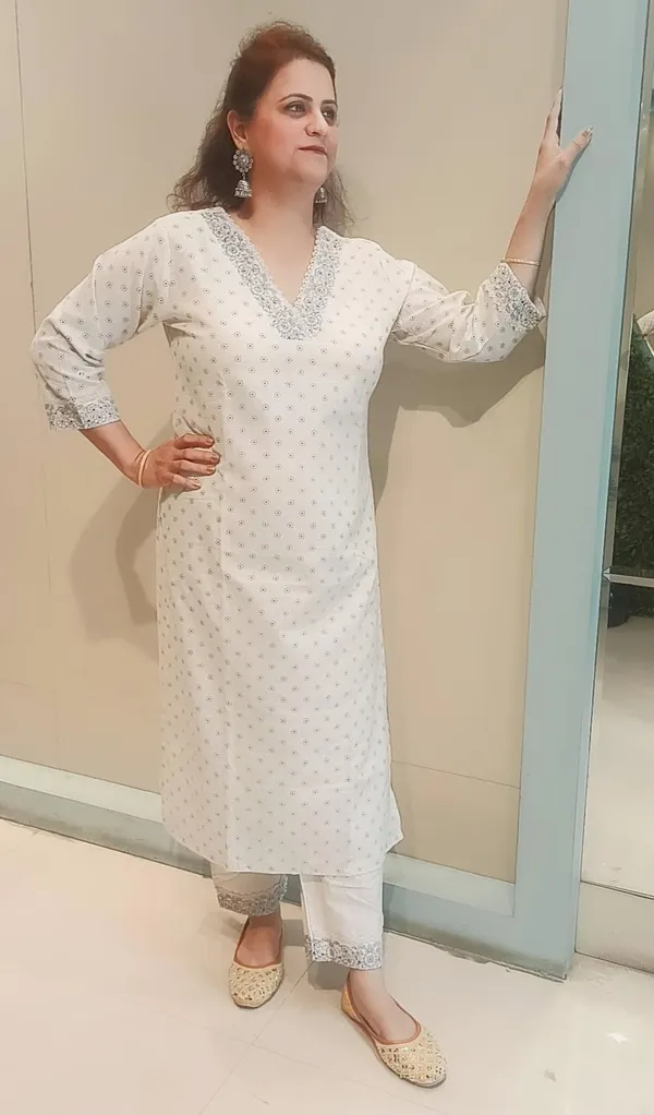 Cream_Khadi_Cotton_Kurta_Pant_Set_For_Women
