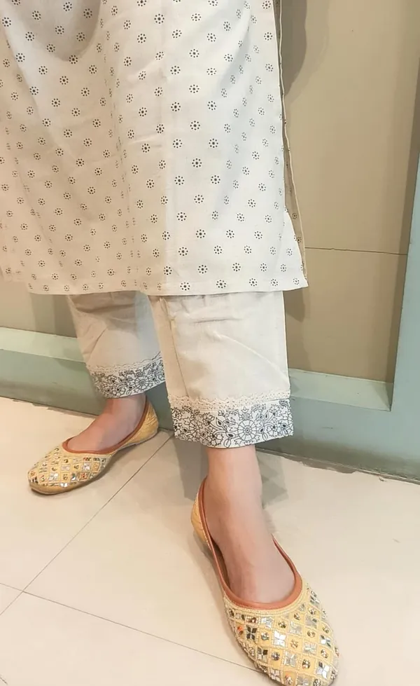 Cream_Khadi_Cotton_Kurta_Pant_Set_For_Women