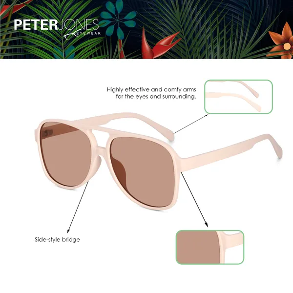 Cream_Large_Aviator_UV_Protected_Frame_Sunglasses_(N98061CR)_-_For_Unisex