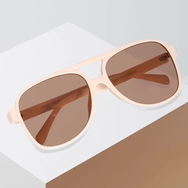 Cream_Large_Aviator_UV_Protected_Frame_Sunglasses_(N98061CR)_-_For_Unisex