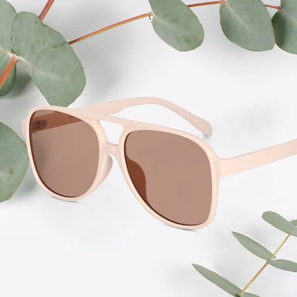 Cream_Large_Aviator_UV_Protected_Frame_Sunglasses_(N98061CR)_-_For_Unisex