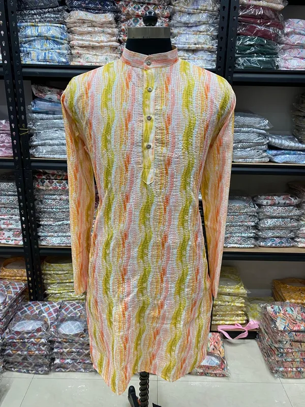 FOXDX_New_Super_Trending_Designer_Kurta_For_Men_With_Crochet_Sequence_Work_And_Digital_Print