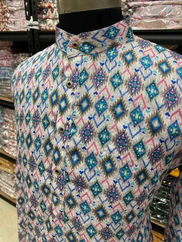 FOXDX_New_Super_Trending_Designer_Kurta_For_Men_With_Crochet_Sequence_Work_And_Digital_Print