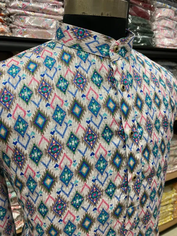 FOXDX_New_Super_Trending_Designer_Kurta_For_Men_With_Crochet_Sequence_Work_And_Digital_Print