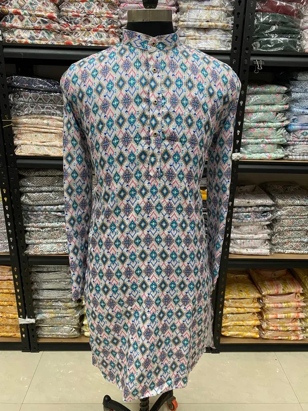 FOXDX_New_Super_Trending_Designer_Kurta_For_Men_With_Crochet_Sequence_Work_And_Digital_Print