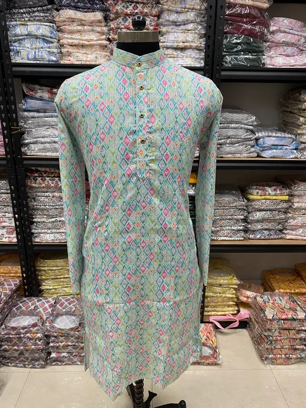 FOXDX_New_Super_Trending_Designer_Kurta_For_Men_With_Crochet_Sequence_Work_And_Digital_Print