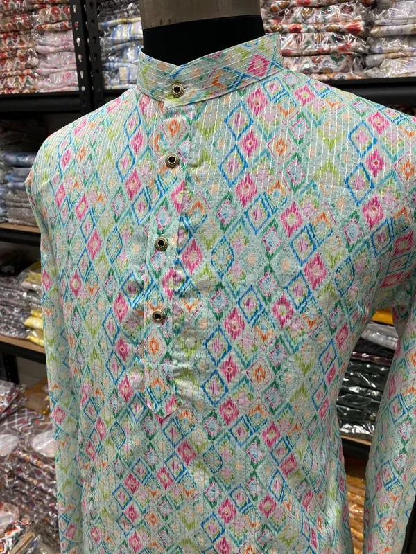 FOXDX_New_Super_Trending_Designer_Kurta_For_Men_With_Crochet_Sequence_Work_And_Digital_Print