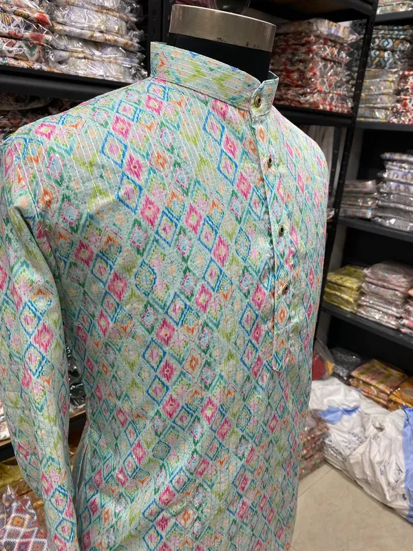 FOXDX_New_Super_Trending_Designer_Kurta_For_Men_With_Crochet_Sequence_Work_And_Digital_Print