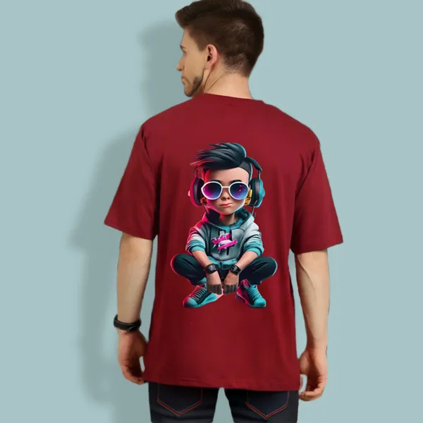 Maroon_Oversized_Printed_Half_Sleeve_Cotton_T-Shirt_For_Men