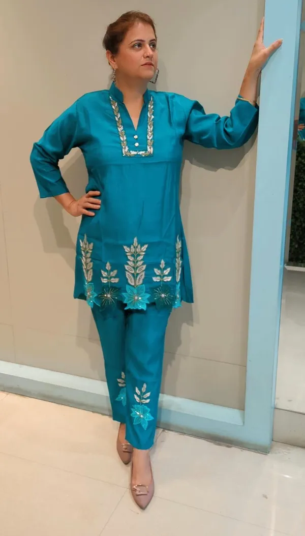 Cyan_Blue_Cut_Work_Co-ord_Set
